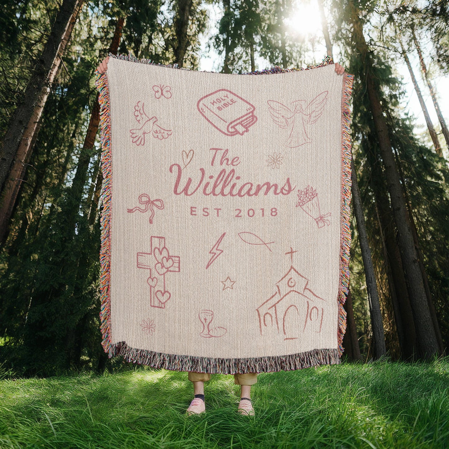Christian Family Blanket-Pink