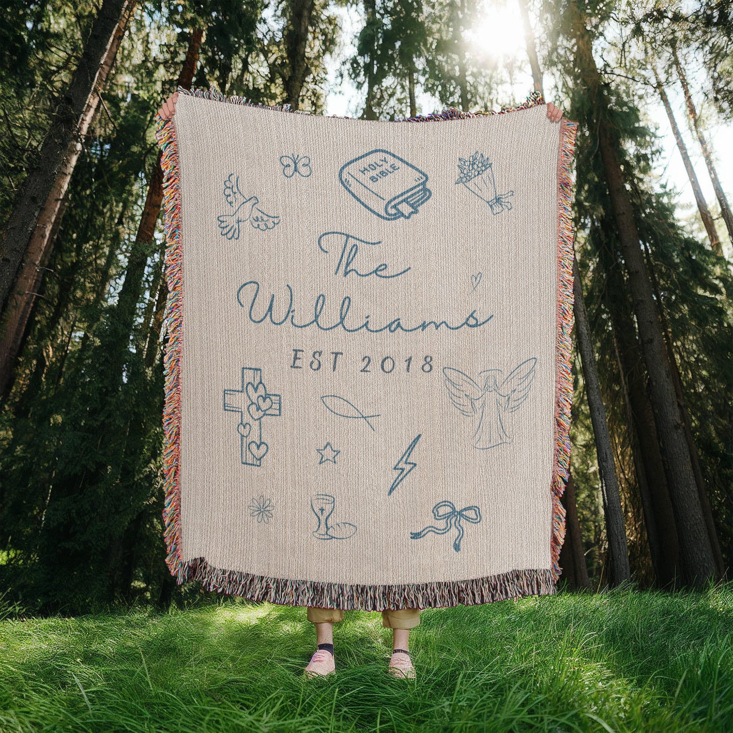 Christian Family Woven Blanket