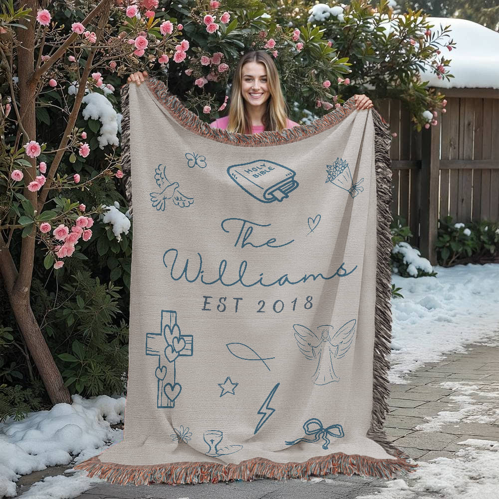 Christian Family Woven Blanket