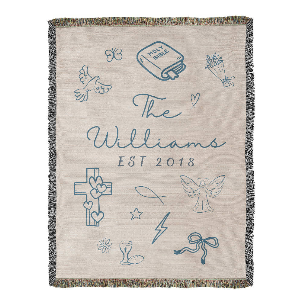 Christian Family Woven Blanket