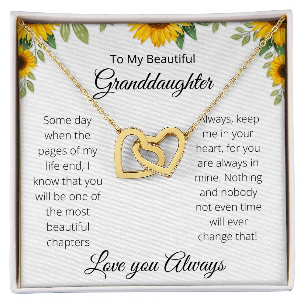 To My Beautiful Granddaughter- Interlocked Hearts-White Background