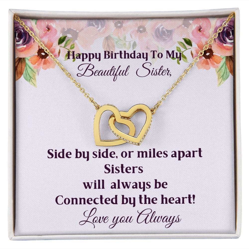 Happy Birthday Sister-Interlocked Hearts Necklace