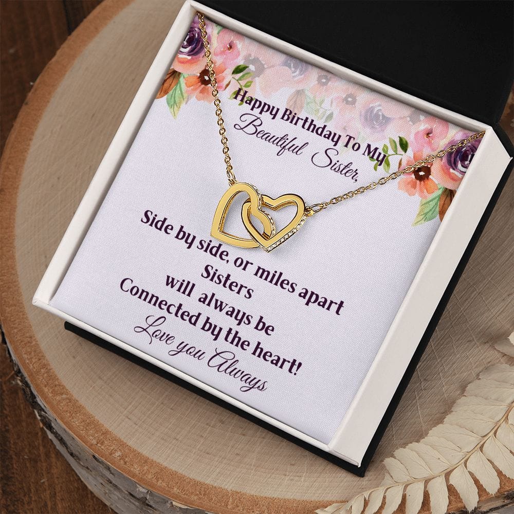 Happy Birthday Sister-Interlocked Hearts Necklace