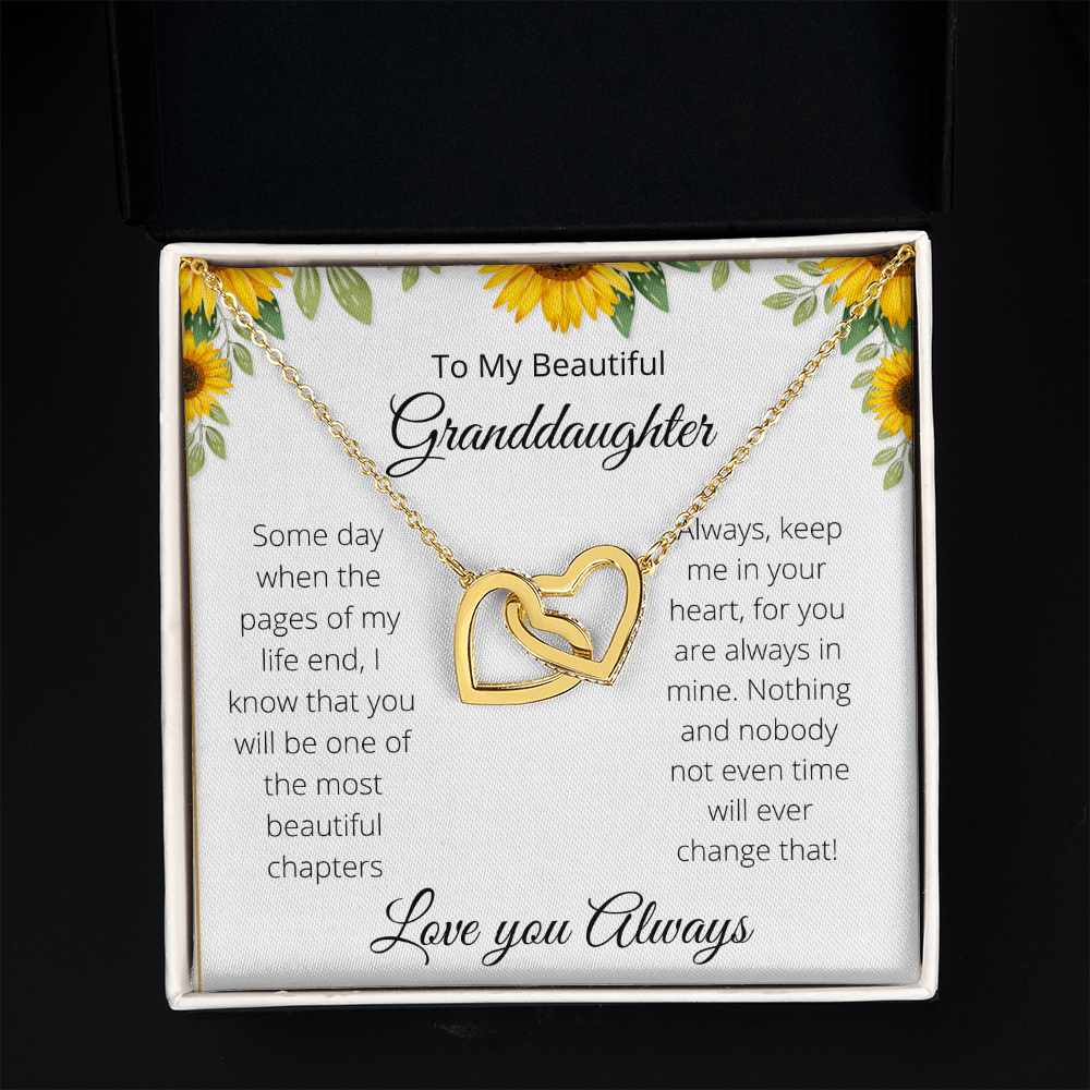 To My Beautiful Granddaughter- Interlocked Hearts-White Background
