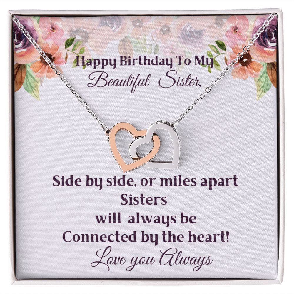 Happy Birthday Sister-Interlocked Hearts Necklace