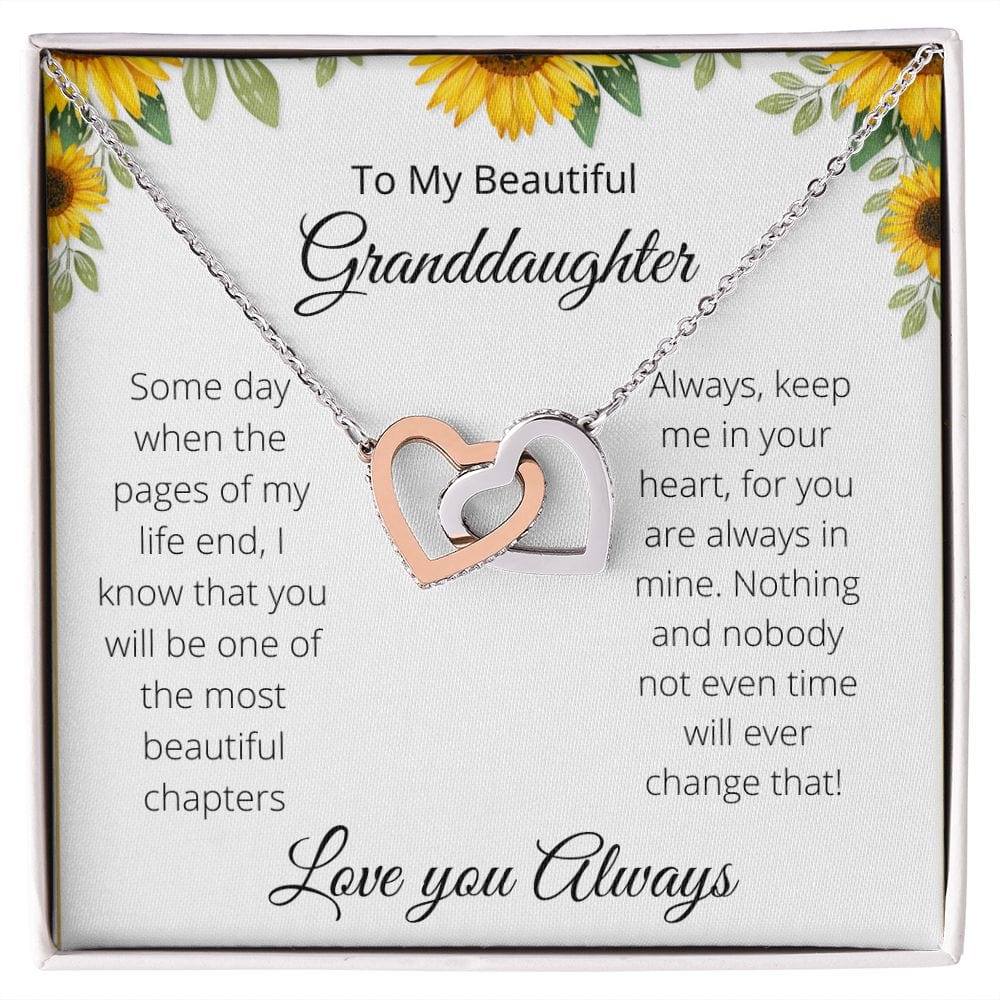 To My Beautiful Granddaughter- Interlocked Hearts-White Background