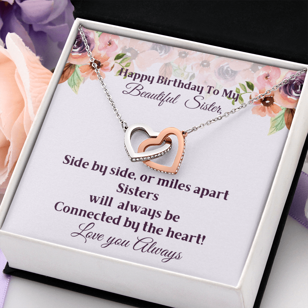 Happy Birthday Sister-Interlocked Hearts Necklace