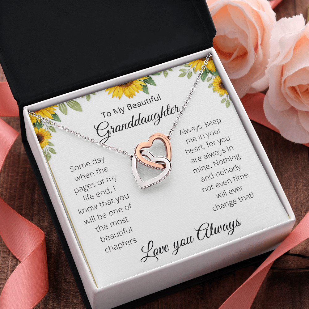 To My Beautiful Granddaughter- Interlocked Hearts-White Background