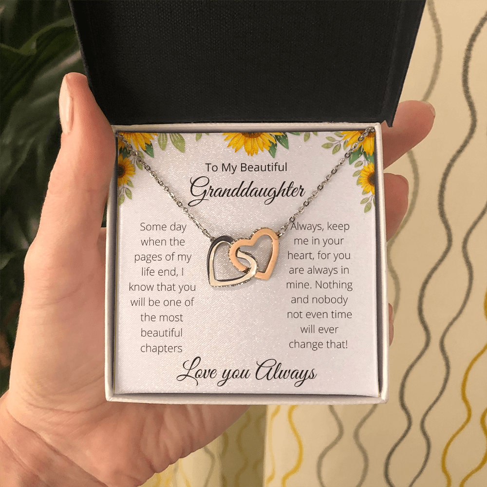 To My Beautiful Granddaughter- Interlocked Hearts-White Background