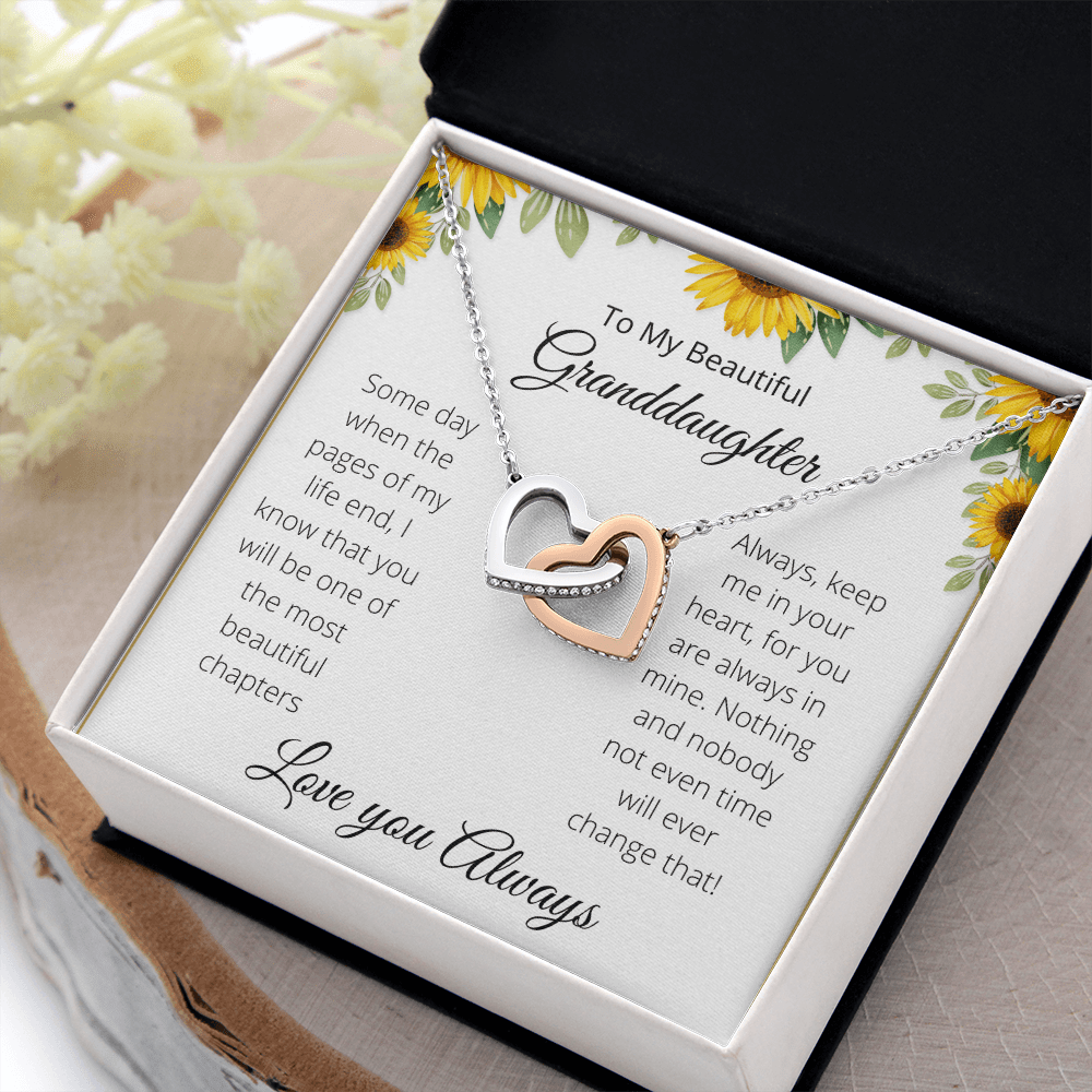 To My Beautiful Granddaughter- Interlocked Hearts-White Background
