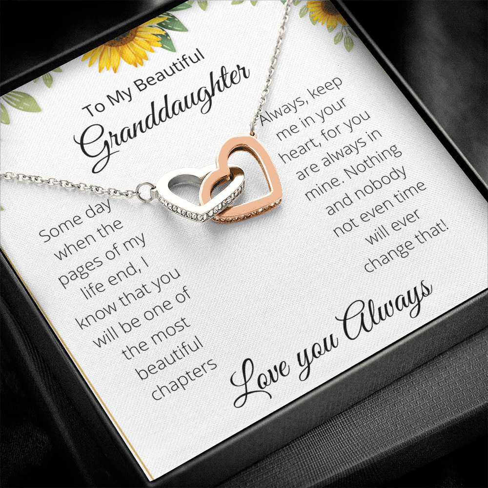 To My Beautiful Granddaughter- Interlocked Hearts-White Background