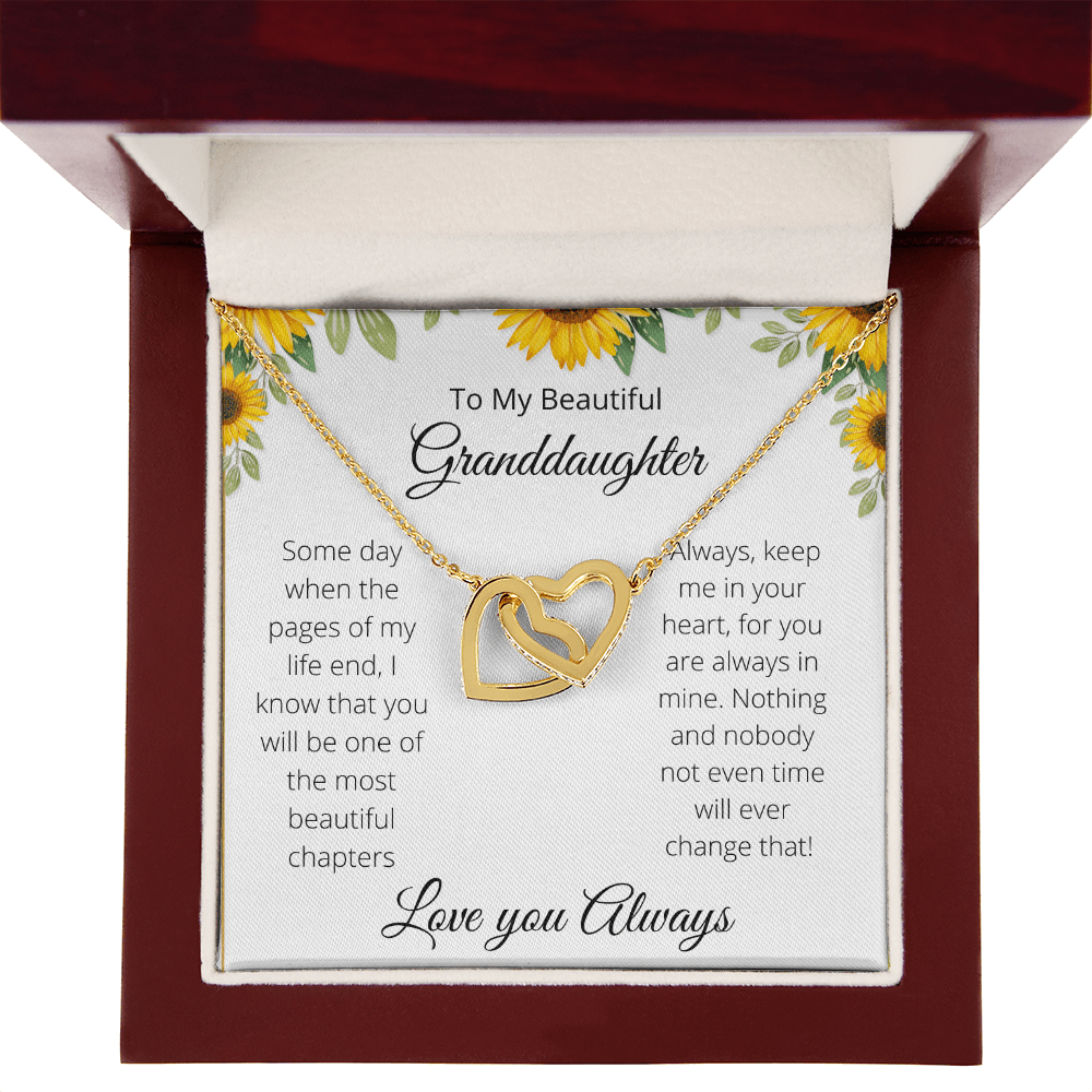 To My Beautiful Granddaughter- Interlocked Hearts-White Background