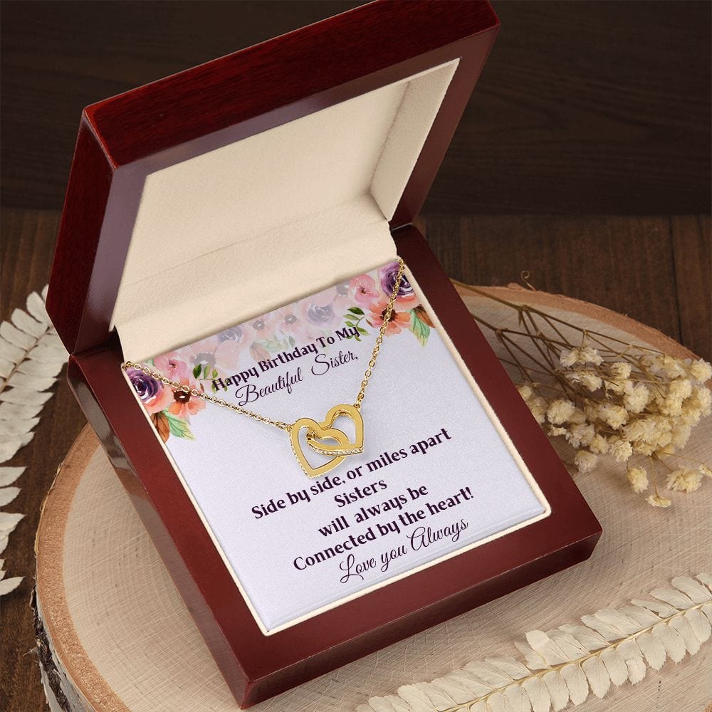 Happy Birthday Sister-Interlocked Hearts Necklace