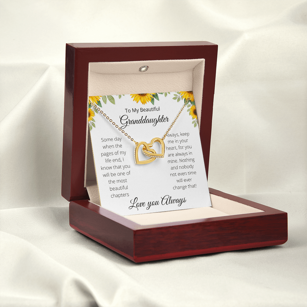 To My Beautiful Granddaughter- Interlocked Hearts-White Background