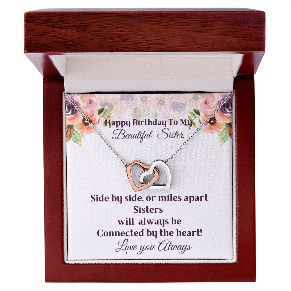Happy Birthday Sister-Interlocked Hearts Necklace