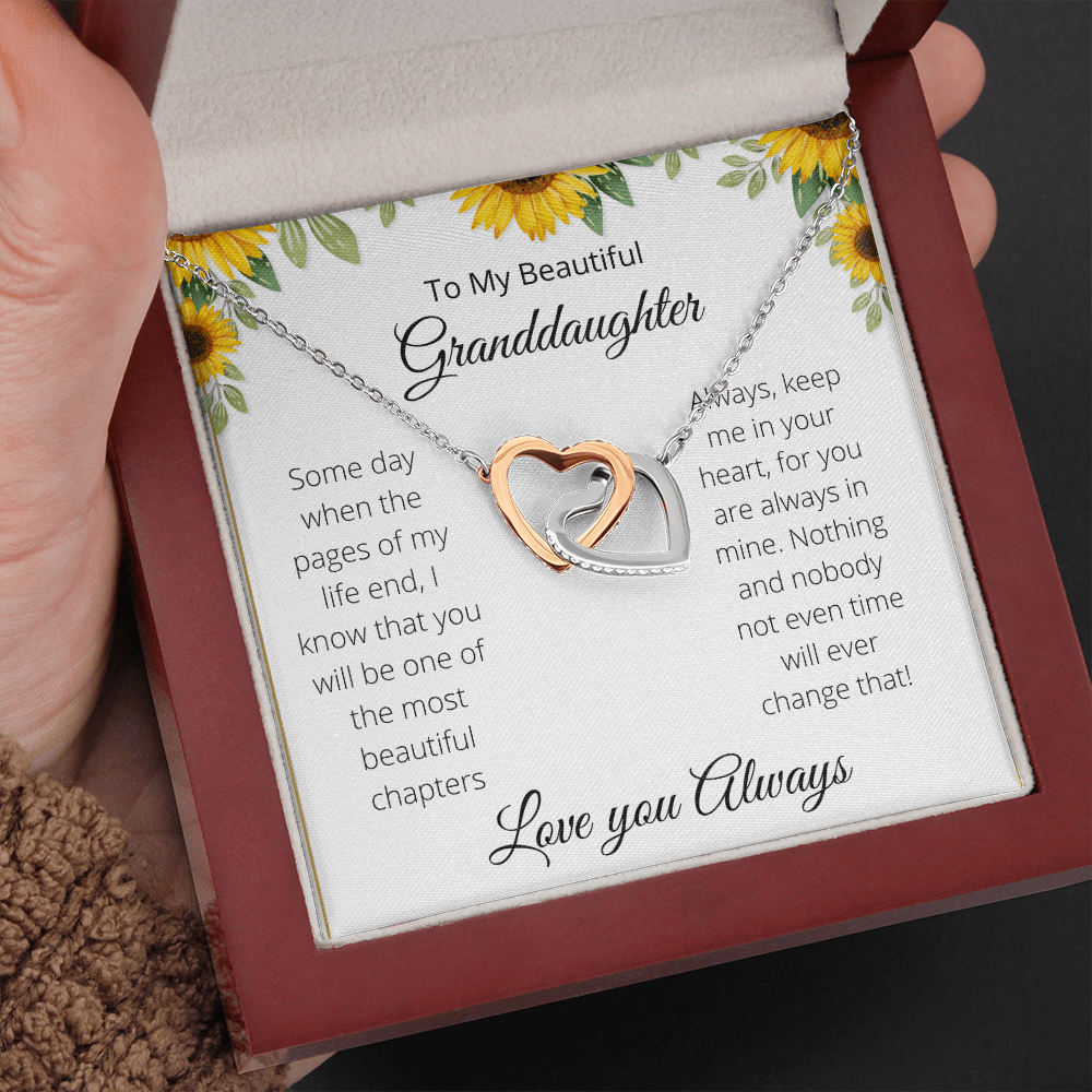 To My Beautiful Granddaughter- Interlocked Hearts-White Background
