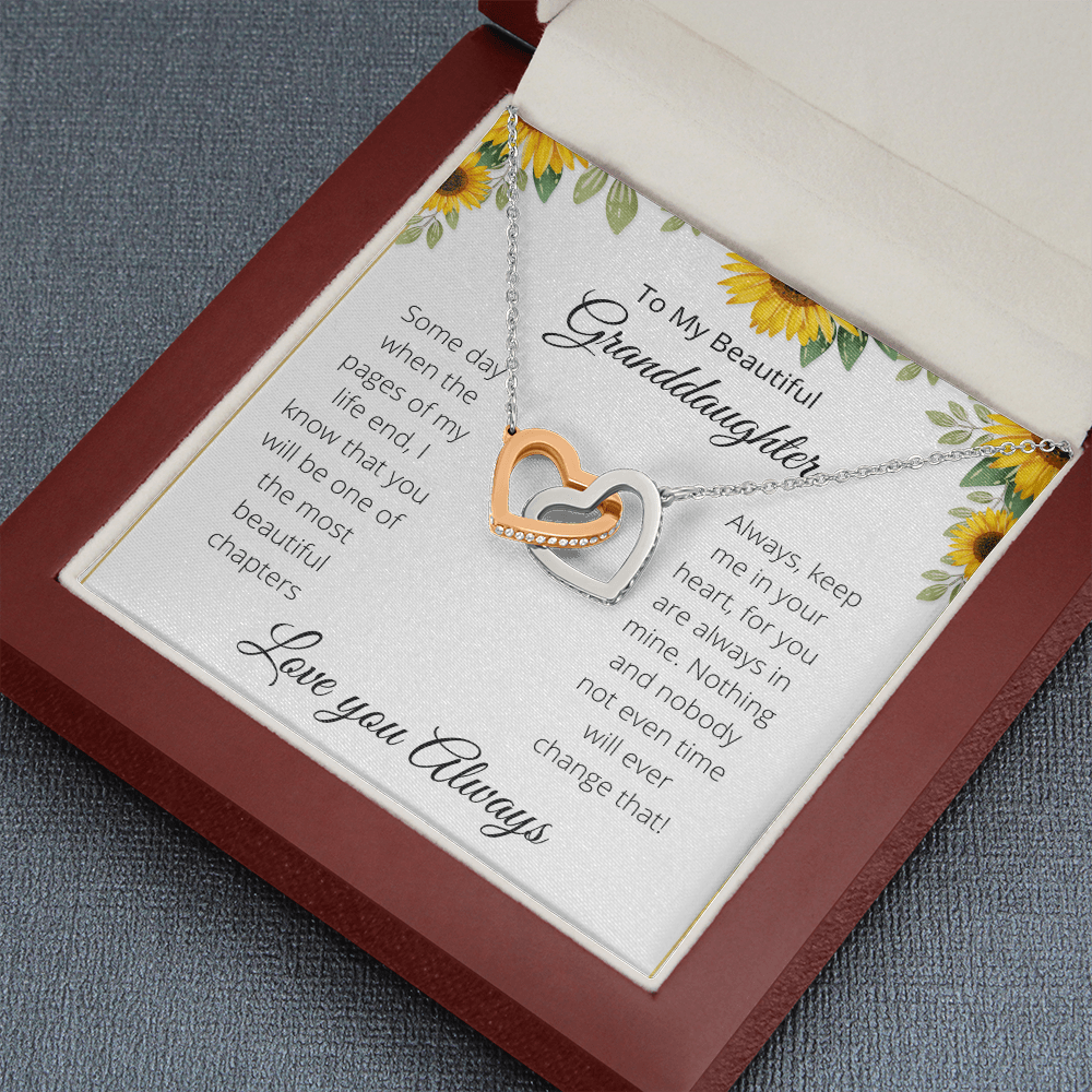 To My Beautiful Granddaughter- Interlocked Hearts-White Background