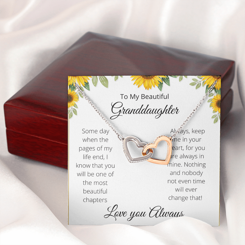 To My Beautiful Granddaughter- Interlocked Hearts-White Background