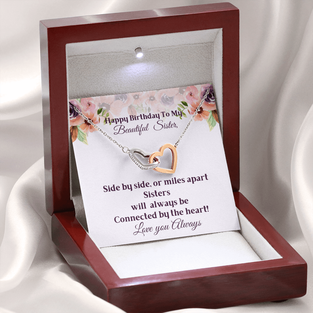 Happy Birthday Sister-Interlocked Hearts Necklace