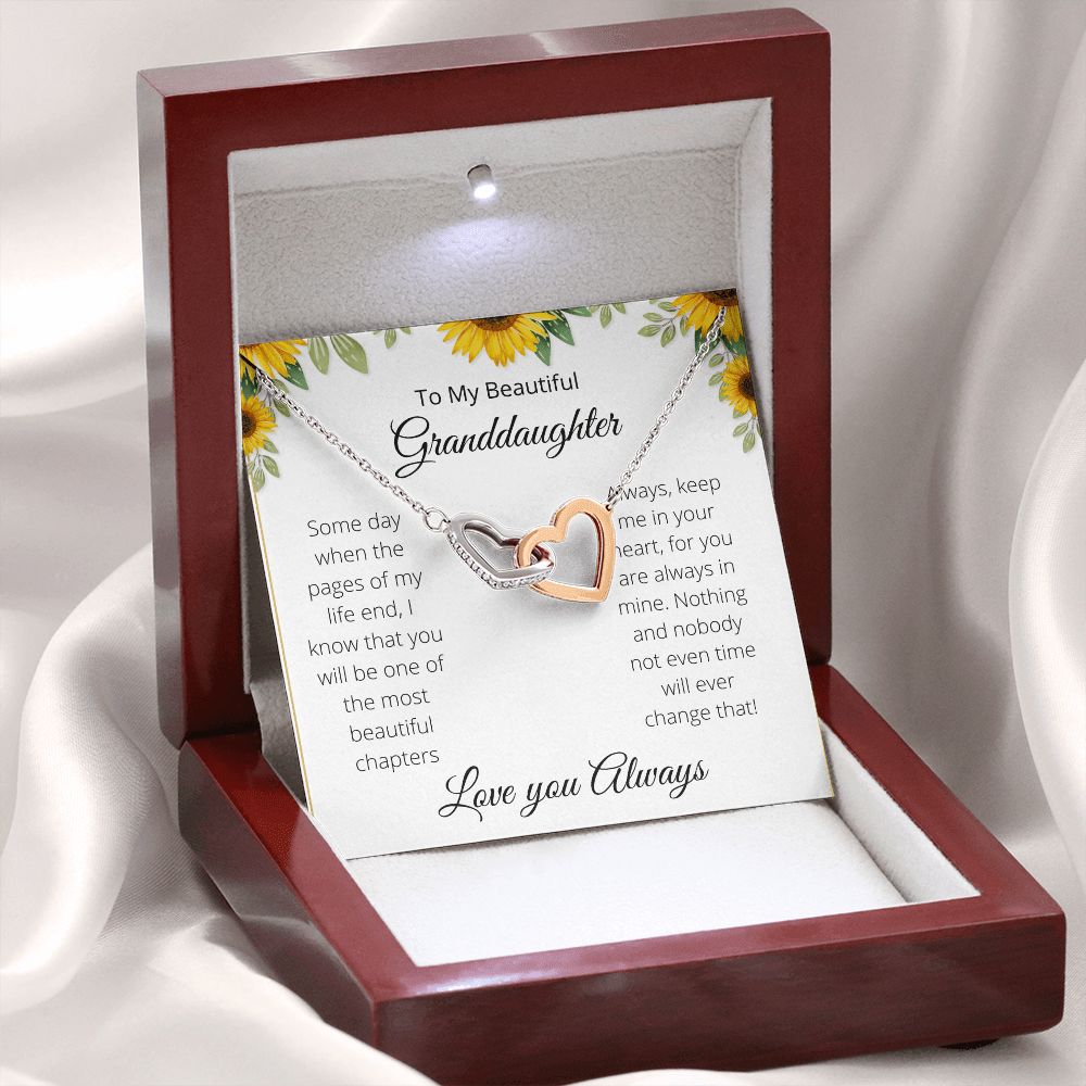 To My Beautiful Granddaughter- Interlocked Hearts-White Background