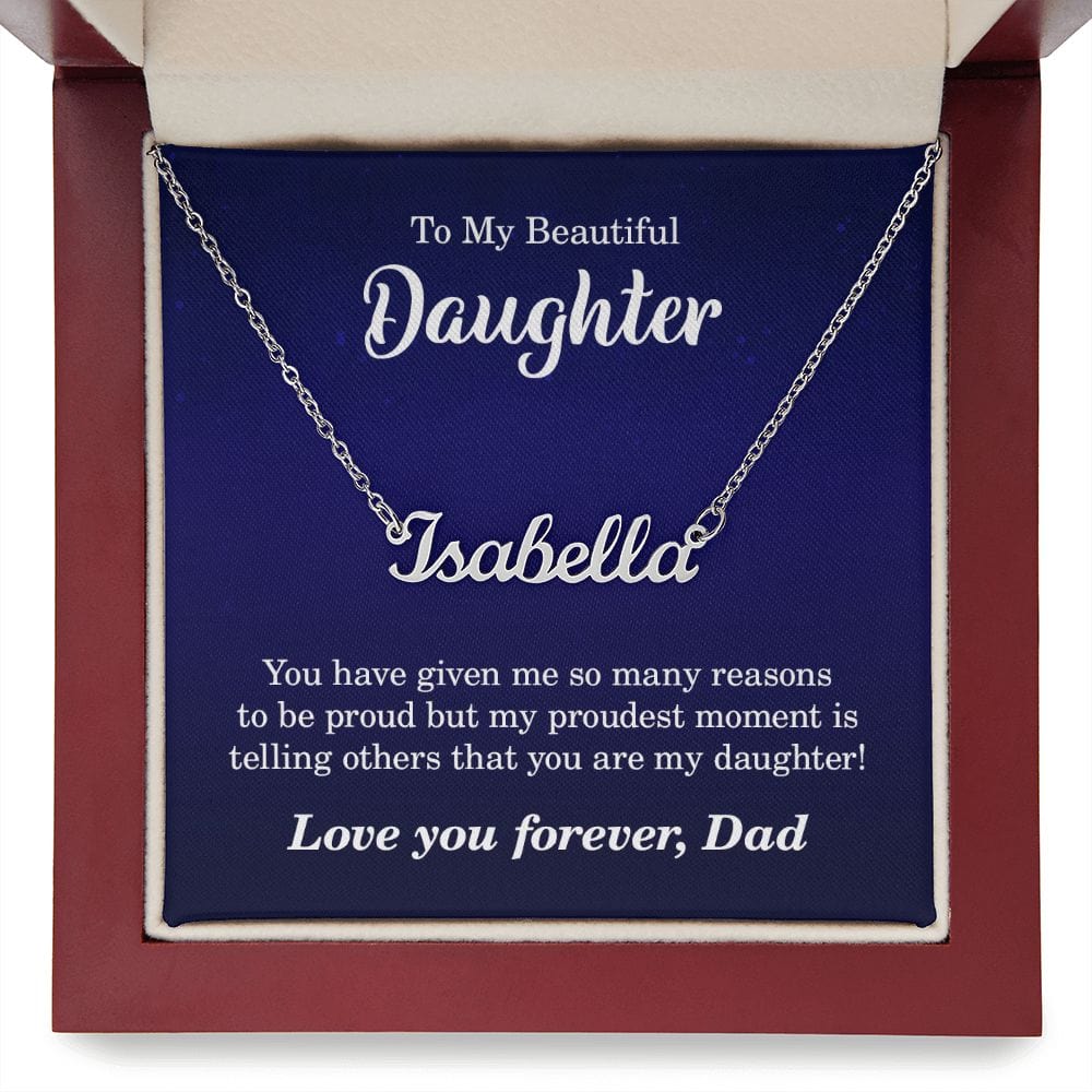 To My Beautiful Daughter-From Dad-Personalized Name Necklace