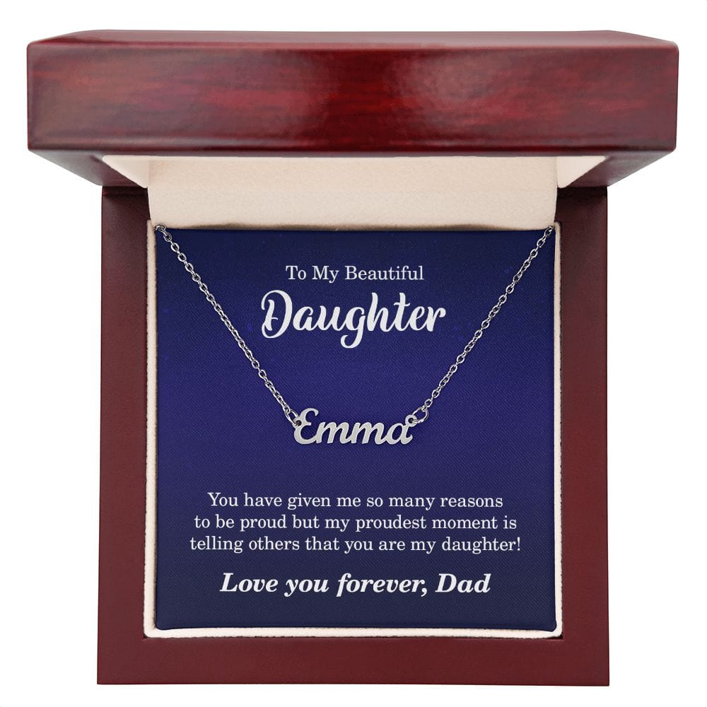 To My Beautiful Daughter-From Dad-Personalized Name Necklace