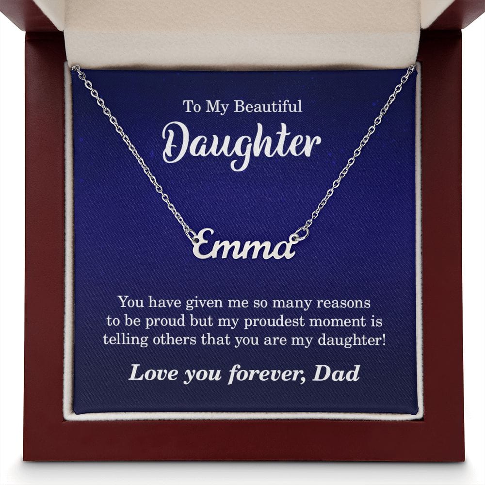 To My Beautiful Daughter-From Dad-Personalized Name Necklace